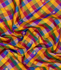Multi Color Handloom Kanchipuram 9 Yards Silk Saree With Checks & Buttas-KA16418