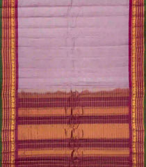 Lilac Handloom Gadwal Silk Cotton Saree With Stripes-GA0182
