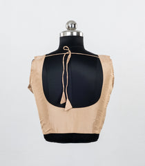 Taupe Readymade Sleeveless Blended Silk Blouse With Sweetheart Neck-RB5212