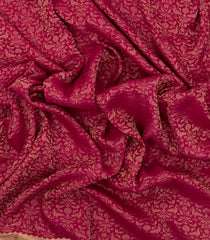 Crimson Woven Mysore Silk Saree With Floral Vine Motifs & Zari Border-MS3267