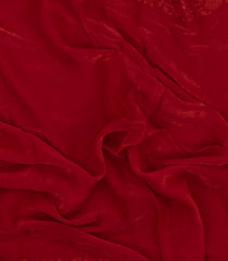 Red Synthetic Fendy Saree With Embroidered Border-BL5449