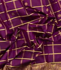 Dark Magenta Handloom Kanchipuram Silk Saree With Zari Checks & Buttas-KA16796