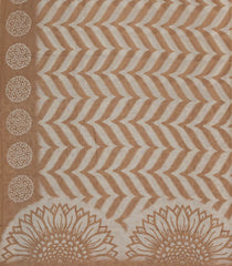 Taupe Printed Synthetics Linen Saree With Embroidery Border-BL5316