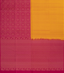 Mustard & Magenta Handloom Soft Silk Saree With Stripes & Floral Motifs-SO4617