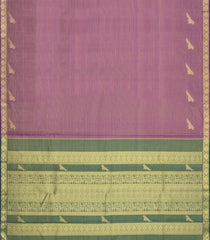Purple Handloom Kanchipuram Silk Saree With Vairaoosi Stripes-KA15783
