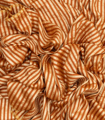 Rust Woven Banarasi Khadi Georgette Silk Saree With Stripes-BE1505