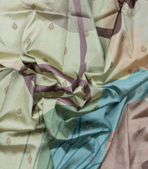 Aquamarine Printed Synthetic Tussar Saree With Zari Buttas-BL5383