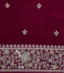 Maroon Woven Synthetic Blended Saree With Embroidered Motifs-EN1983