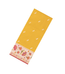 Mustard Handloom Banarasi Silk Saree With Floral Buttas & Meena Borde-BE1761