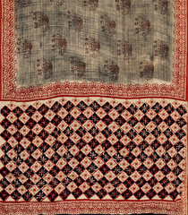 Beige Woven Jaipur Cotton Saree With Printed Elephant Motifs-JC1413