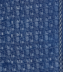 Indigo Printed Jaipur Cotton Saree With Floral Motifs-JC1683