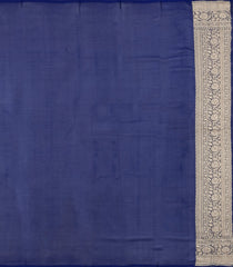 Dark Blue Woven Banarasi Khaddi Georgette Silk Saree With Floral Vine Motifs-BE1957