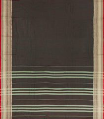Dark Green Woven Chirala Cotton Saree With Printed Blouse-CR1522