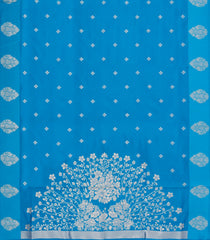 Sky Blue Woven Blended Aura Saree With Zari Buttas & Zari Border-BL5805