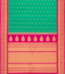 Aquamarine Handloom Gadwal SICO Saree With Cotton Body & Silk Border-GA0368