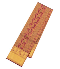 Maroon Handloom Kanchipuram Silk Saree With Meena Floral Motifs-KA14782
