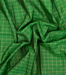 Green Woven Kanchipuram Silk Saree With Checks-KA14977