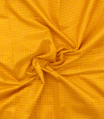 Mustard Handloom Silk Cotton Saree With Checks & Contrast Border-SC4746