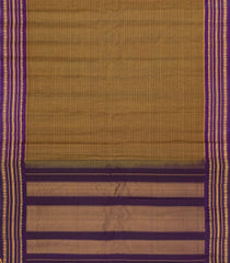 Dark Beige Handloom Gadwal Silk Cotton Saree With Stripes-GA0355