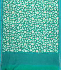 Aquamarine Woven Chanderi Cotton Saree With Printed Motifs-CC1701
