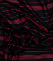 Black Woven Bengal Cotton Saree With Stripes & Contrast Border-BG1888