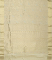 Cream Mysore Crepe Silk Saree With Peacock Floral Motifs-MS3105