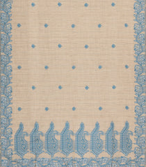 Taupe Woven Synthetic Dupion Saree With Blue Floral Buttas-BL5047
