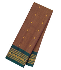 Brown Handloom Gadwal Silk Cotton Saree With Buttas-GA0419