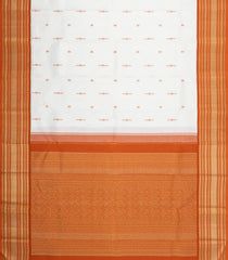 White Handloom Korvai Kanchipuram Silk Saree With Floral Kanchipuram Butta Silk Sarees-KA16573