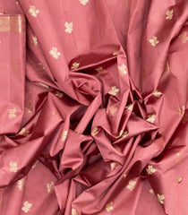 Dusty Peach Woven Dupion Silk Saree With Floral Buttas-DS0507