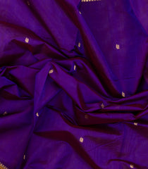 Purple Handloom Silk Cotton Saree With Buttas & Contrast Border-SC4101
