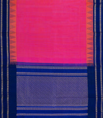 Hot Pink Handloom Silk Cotton Saree With Contrast Temple Border-SC3933