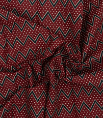 Dark Maroon Printed Jaipur Cotton Saree With Printed Floral Motifs-JC1930