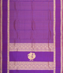 Purple Handloom Kanchipuram Silk Saree With Zari Checks-KA15647