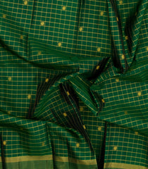 Green Handloom Kanchipuram Silk Saree With Zari Checks-KA15304
