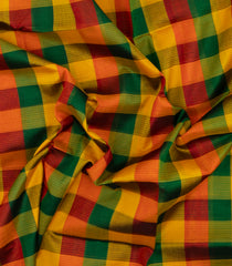 Multi Colour Handloom Silk Cotton Saree With Checks-SC4390