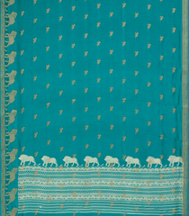 Turquoise Woven Synthetic Dola Silk Saree With Lion Motifs -BL4436