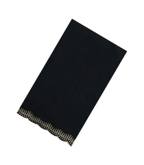 Black Synthetics Moss Crush Saree With Velvet Border -BL5462
