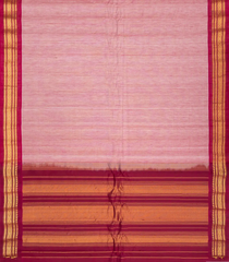 Dusty Pink Handloom Gadwal Silk Cotton Saree With Contrast Border-GA0170