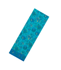 Cyan Printed Crepe Silk Saree With Floral Motifs-PS0903