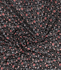 Black Printed Jaipur Cotton Saree With Tie & Dye Motifs-JC1860