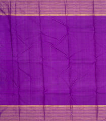 Red Handloom Korvai Kanchipuram Silk Saree With Stripes & Purple Border-KA13122