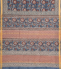 Grey Printed Jaipur Cotton Saree With Floral Motifs-JC1550