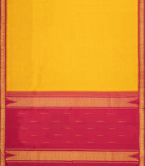Yellow Handloom Korvai Kanchipuram Silk Saree With Temple Border-KA15417