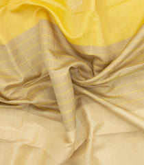Beige Woven Kora Soft Silk Saree With Stripes & Buttas-SO4739