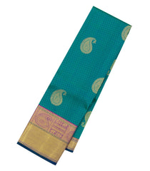 Cyan Handloom Kanchipuram Silk Saree With Mango Buttas-KA14453