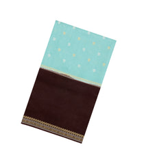Turquoise Woven Blended Viscose Saree With Zari Buttas-BL5608