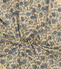 Cream Printed Jaipur Cotton Saree With Printed Floral Motifs-JC1763