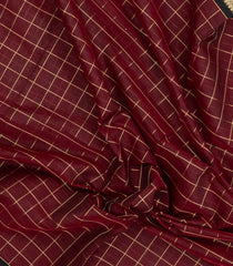 Maroon Handloom Silk Cotton Saree With Zari Checks-SC4269