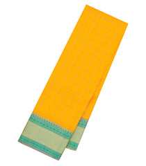 Yellow Handloom Kanchipuram Silk Saree With Checks & Thread Work Border-KA15119